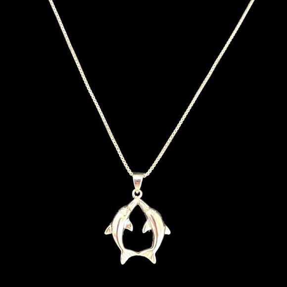 PR# Sterling 925 Silver “Dolphins at Play” Necklace - Picture 3 of 9